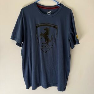 Puma Ferrari Shield Logo Navy Blue Tee Shirt Men’s XL Cotton Casual Top